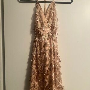 SHEIN Gold Sequin Backless Dress